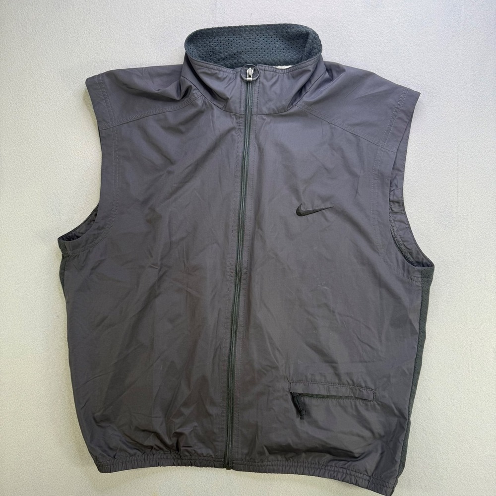 Nike Sleeveless Vest Lightweight Full Zip Pockets‎ Dark Gray Men's Large Used